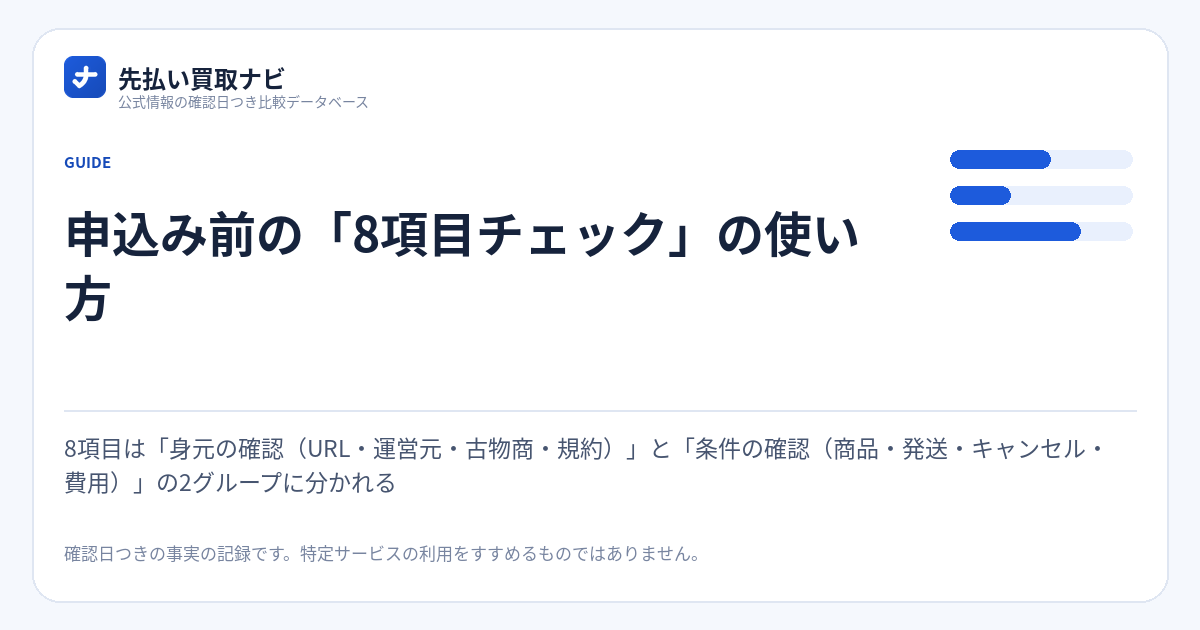 申込み前の「8項目チェック」の使い方の要点